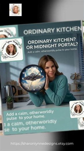 UFO Over Moon Wall Clock - Sci Fi Spaceship Moonlight Timepiece Alien Home Decor