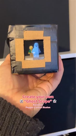🎥 Create your own “Ghost Scope” with the kids this weekend! 👻✨ Here’s how to build a handheld Pepper’s Ghost effect using just cardboard, tape, and a bit of clear plastic! What you’ll need: 👻 Sturdy cardboard box 👻 Clear plastic sheet (from toy packaging works!) 👻 Tape scissors or craft knife 👻 Smartphone 👻 Elastic bands 🔧 How to make it: 1️⃣ Use a small rectangular box. 2️⃣ Add 45° angled slots on both sides for the plastic sheet. 3️⃣ Cut a 3×3cm window at one end (that’s your viewing h