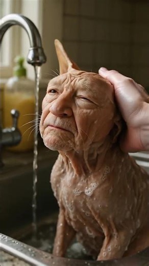 human cat taking a bath #weird #ai #creepy #viral