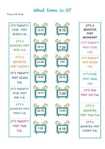 What time is it? interactive worksheet for 4th grade primary