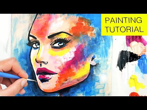 Acrylic Painting Tutorial Step by Step | Colorful Woman