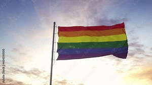 Flag of LGBT pride waving in the wind in 4K slow motion 60fps