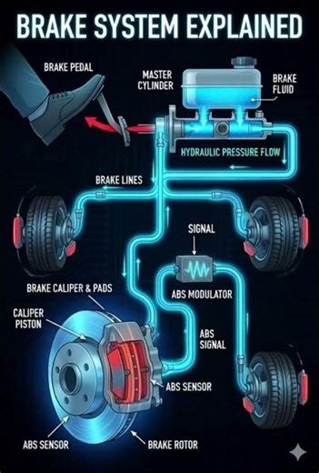 🚗 BRAKE SYSTEM – EXPLAINED #automobile #mechanic