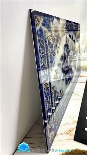 Royal Blue Mandala – Ornate Floral Mandala Glass Kitchen Backsplash
