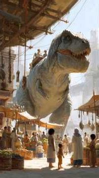 A World Where Dinosaurs Carry Humans 🦖 #shorts #dinosaur #human #dinotopia #trex #ai #aiart