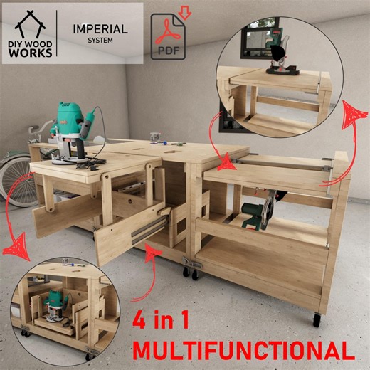 Flip Top Workbench Plans: Mobile Miter Saw & Table Saw Station (imperial) - Etsy Ireland