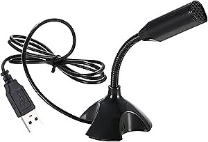 Mini USB Microphone for Desktop Computer and Laptop,Portable USB Condenser Mic With Adjustable Stand,Compatible with PC/Mac,Plug & Play,Ideal for Meeting,Online Class,Games,Remote work(Black)
