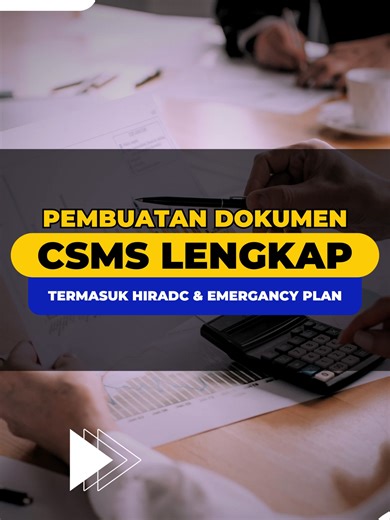 Pembuatan Dokumen CSMS Lengkap: Termasuk HIRADC & Emergancy Plan 🚧 Masih menganggap K3 cuma formalitas? Di dunia industri dan konstruksi, keselamatan dan kesehatan kerja (K3) adalah penentu keberhasilan proyek. Salah satu sistem krusial yang WAJIB dipahami kontraktor adalah CSMS (Contractor Safety Management System). 📌 Fungsi & Manfaat CSMS bagi Perusahaan: CSMS bukan sekadar dokumen tender. Sistem ini membantu meningkatkan efektivitas manajemen K3L, meminimalkan risiko kecelakaan kerja, menja