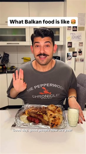 Elizabeth Mineman & Senahid Šarić on Instagram: "Who eats ćevapi like that?! 🤦🏻‍♀️🤣 JAIL! #balkan #balkanfood #bosnian #balkanmemes #comedyreels #bosnia #cevapi"
