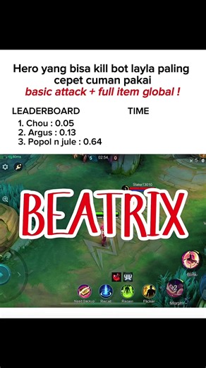 Part 18 • beatrix basic attack mode apa sih ini, yaa itulah pokoknya full item vs bot layla • ternyata masih kalah sama popol n jule #beatrix #fyp #MLBBM7 #MLBB