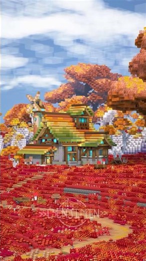 I built a COZY Autumnal Cottage in Minecraft! 🔥🍂 #minecraft #update #building #cottage #fantasy