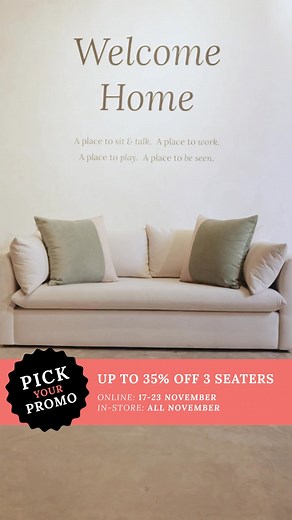 Timeless Comfort. Local Craft. Get up to 35% OFF 3-Seaters from our...