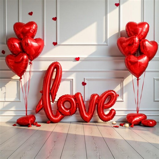 Love Balloon Banner Red Heart Bouquet: Valentine’s Day Galentine Decor Romantic Proposal Wedding Backdrop - Etsy