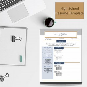Modèle de CV d’école secondaire simple et moderne de 1 page, lettre de motivation et conseils de CV, stages et CV sans expérience - Etsy France