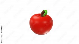 Red apple 3d animation. Apple healthy food animated 4k
