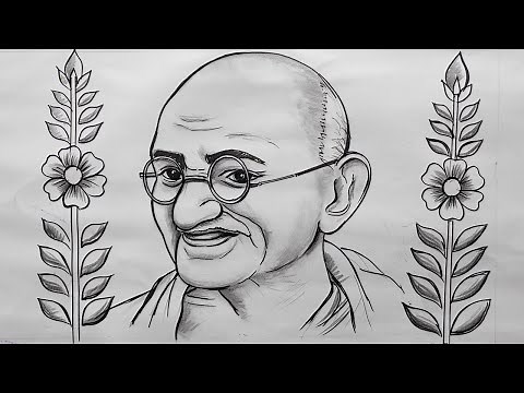 how to draw mahatma gandhi drawing step by step,