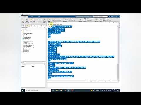 lab 8 Routh Hurwitz Stability in Matlab Full code || Control System Practical