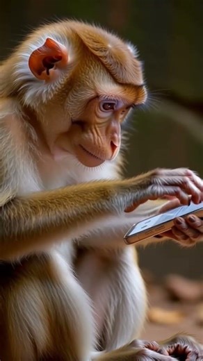 Monkey Playing with Phone (Fake Call / Scrolling) 📱😂 #shortvideo #cute