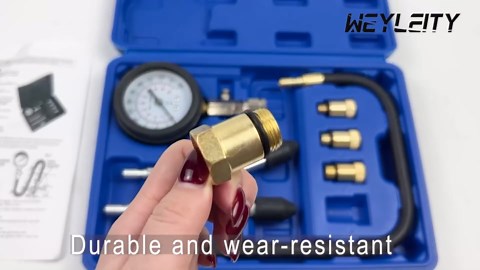 8PCS Compression Tester Kit | Petrol Gas Engine 0-300 PSI, Automotive Engine Testing Tool with Adapters, Cylinder Pressure Gauge for Car, Truck, Motorcycle, Blue Case