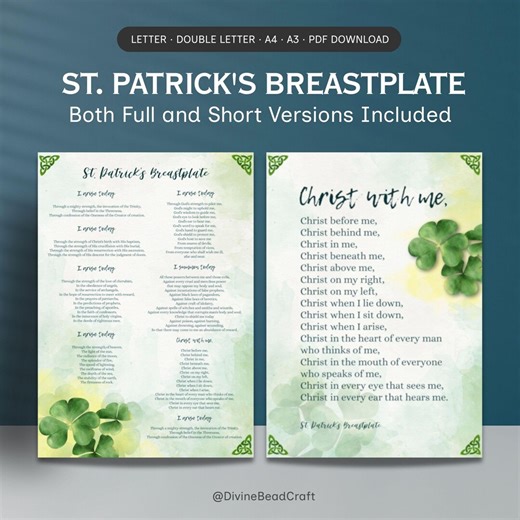St. Patrick Breastplate | Full & Short Versions | Prayer for Protection | Prayer Card and Wall Art | Printable PDF - Etsy