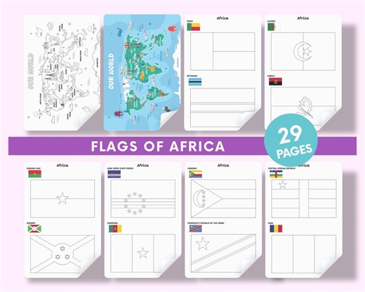Africa Flags Coloring Pages for Kids | Printable Geography Learning Activity PDF - Etsy Canada
