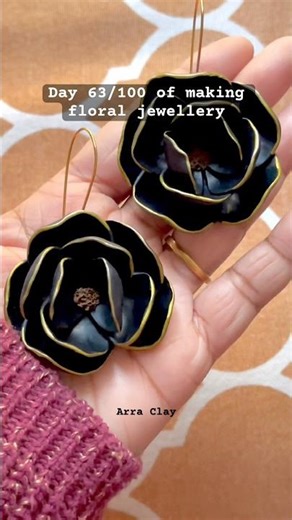 Zoey Midnight Rose Earring | Handmade Polymer Clay Earring #handmadejewelry #polymerclayjewelry
