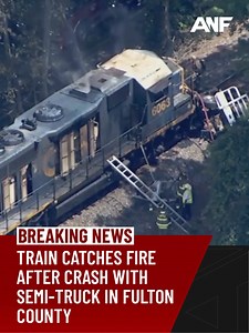 1.2M views · 6K reactions | UPDATE: Two people were injured when a train crashed into a semi-truck on Wednesday. Here's the latest >> https://www.atlantanewsfirst.com/2025/07/09/stream-live-train-catches-fire-after-apparent-crash-with-semi-truck-union-city/ | Atlanta News First | Facebook