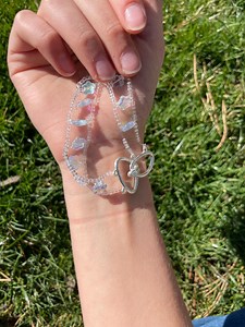 Shiny Blue and Clear, Crisscross Patterned Bracelet, With Silver Clasp - Etsy