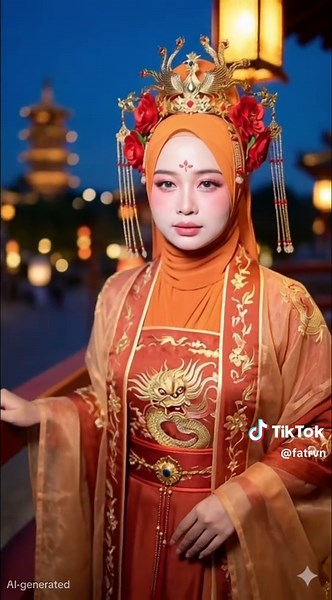 Keanggunan Wanita Muda Asia Berhijab dalam Hanfu