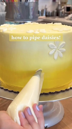 how to pipe daisies 🌼 #cakedecorating #piping #howto #buttercream | Cake Piping Tutorial
