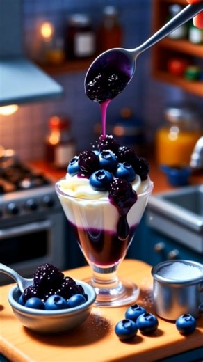 Mini Kitchen Blueberry Dessert Making | Quick & Tasty Blueberry Treat. #shortvideo #blueberry