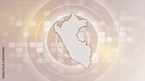 Peru Animated Map on Minimal Background, Multi Purpose Background with Ripples and Boxes with Peru 3D Map, Useful for Politics, Elections, Travel, News and Sports Events