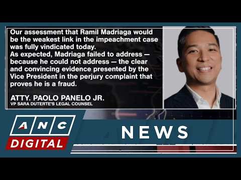 VP Duterte lawyer calls Madriaga's allegations as 'pure fiction' | ANC