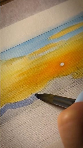 Painting a Peaceful Sunset with Watercolors 🌅 | Easy Landscape Art #painting #acrylicscenery #art