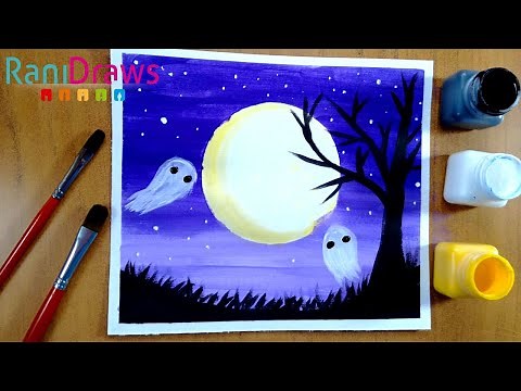 How to draw a SPOOKY LANDSCAPE with gouache - Step by step