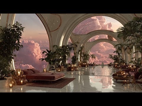 Space Station Infinity Pool at Sunset | Sleep Ambience 4K
