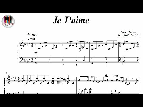 Je T'aime - Lara Fabian, Piano Sheet Music