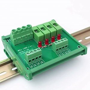 DIN Rail Mount 4 Position Fuse Power Distribution Module Board, 5x20mm Fuse Holders, with Indicator Light, for 100-250VAC