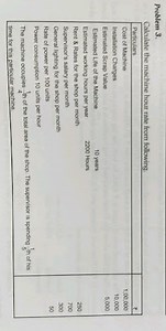 Problem 3.Calculate the machine hour rate from following.Part... | Filo