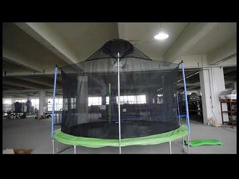 Trampoline with basketball hoop installation video