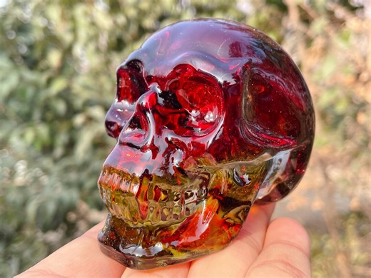 Aura Titanium Glass Quartz Crystal Skull: Hand Carved Lemurian Skull - Etsy