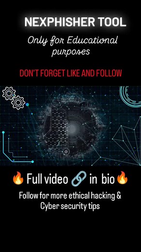 Cyber_Crazy on Instagram: "Nexphisher Tool in Kali Linux 🔥 | Phishing Tool Tutorial 2025 🚀 Learn how to use Nexphisher Tool in Kali Linux 2025! This quick guide shows how phishing tools work (for educational purposes only). Stay safe & protect yourself from online attacks. 👉 Like, Share & follow for more ethical hacking & cybersecurity tips! ⚠️ Disclaimer: Educational use only. #Nexphisher #KaliLinux #Shorts #Reels #PhishingTool #EthicalHacking #CyberSecurity #HackingShorts #LinuxTools #TechS