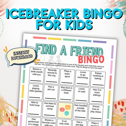 Children's Find a Person Who Icebreaker Bingo Game, Kids Social Human Bingo Scavenger Hunt Printable Bingo Cards, Back to School Activity - Etsy