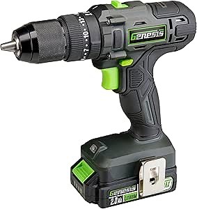 Genesis G20MAX 20V Cordless Drill with Battery and Charger 2-Speed 3/8" Single Sleeve Keyless Chuck, 300 in-lb Torque, 20+1 Clutch Settings (GLCD2038B)