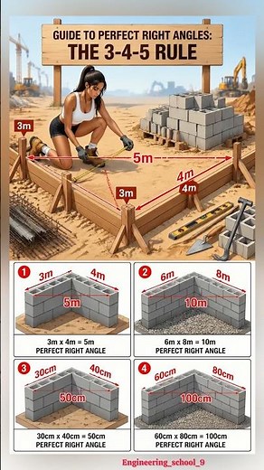 3-4-5 Rule Explained | How to Make a Perfect 90° Corner in Construction 🚧😱