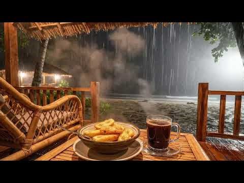 Cozy Beach Hut Hideaway: 8 Hours Heavy Tropical Rain for Deep Sleep & Relaxation ☕ #NoAdsSleep