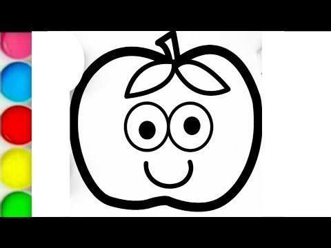 How to draw an apple step by step, apple drawing, fruit drawing, healthy fruit apple drawing