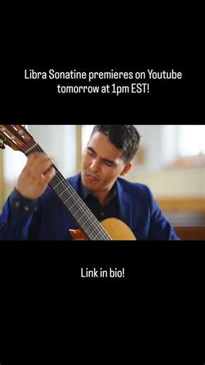 Libra Sonatine⚖️ by Roland Dyens! The 3rd video in my newest series of pro recordings arrives on Youtube tomorrow (Oct 14th) at 1pm EST on Youtube! Link in bio⬆️ Libra Sonatine has always been one of my favourite barn-burners to play at the end of a recital. It takes influences from jazz, classical guitar, karnatak music, and more to describe Roland Dyens (1955-2016) journey before, during, and after a life-altering heart surgery. The 1st movement, India, represents his chaotic life before, the 
