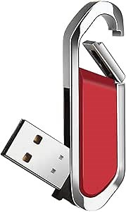 64GB USB Flash Drive Portable Metal Thumb Drive with Keychain USB 2.0 Memory Stick Pen Drive for External Data Storage, Red