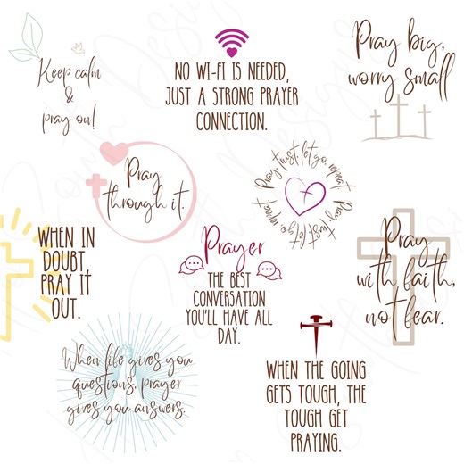 10 Color Christian Prayer Quotes Bundle | Short Encouraging Clip Art Designs, Christian Gift Ideas, | SVG and PNG Files | Digital Download - Etsy